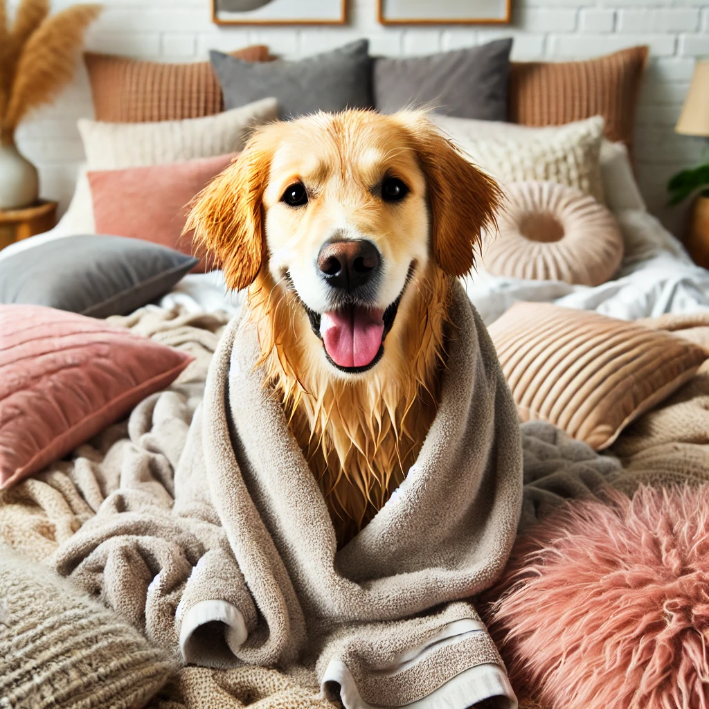 Bella dry and grinning after bath