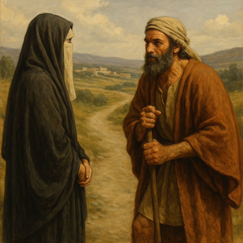 Judah and Tamar's meeting.