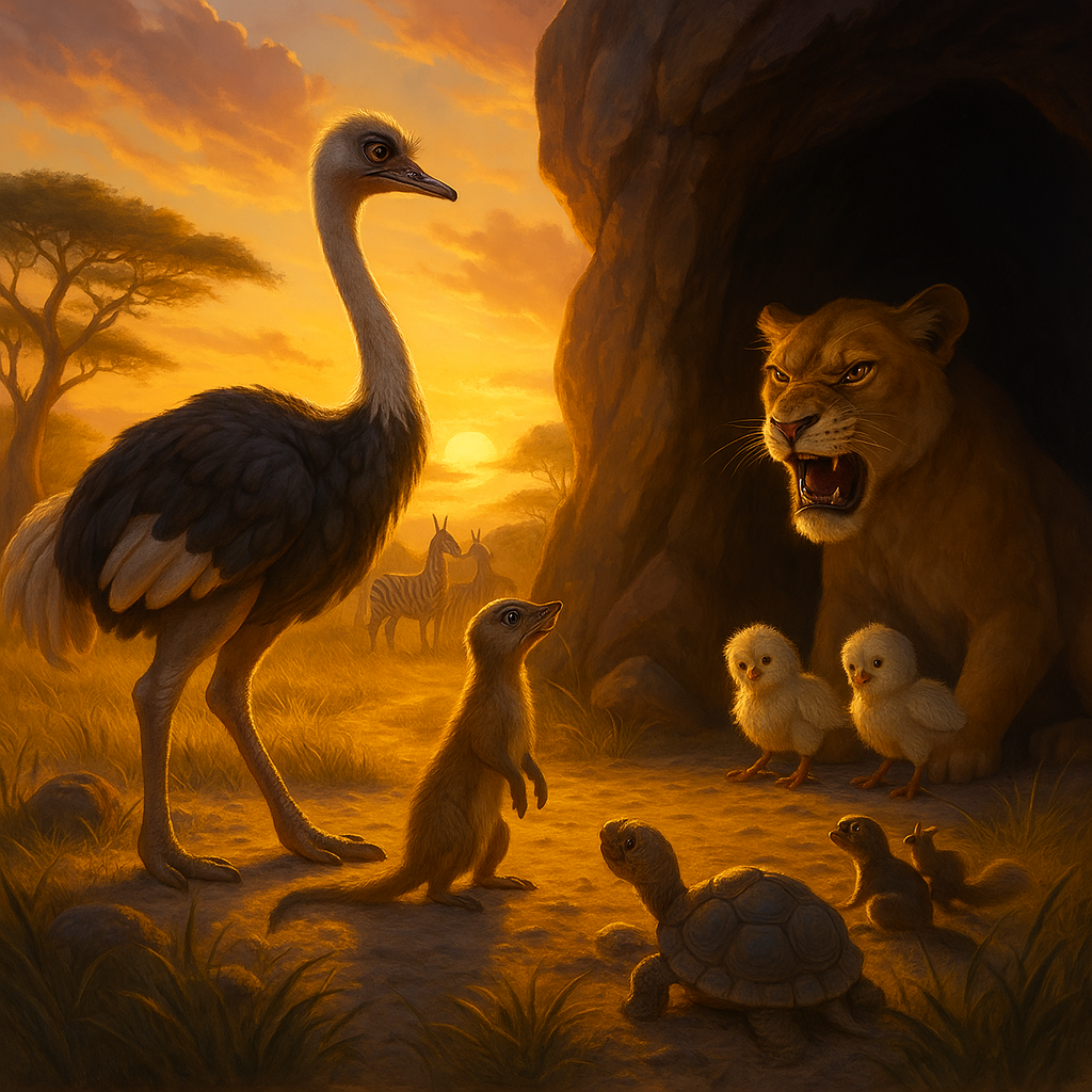 Mother Ostrich and Mama Lion.