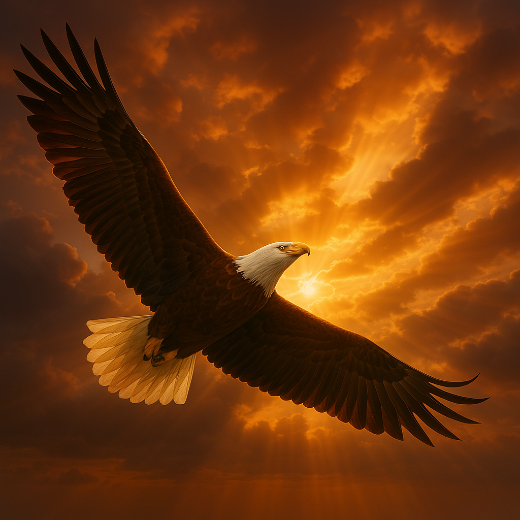 A fierce eagle in flight